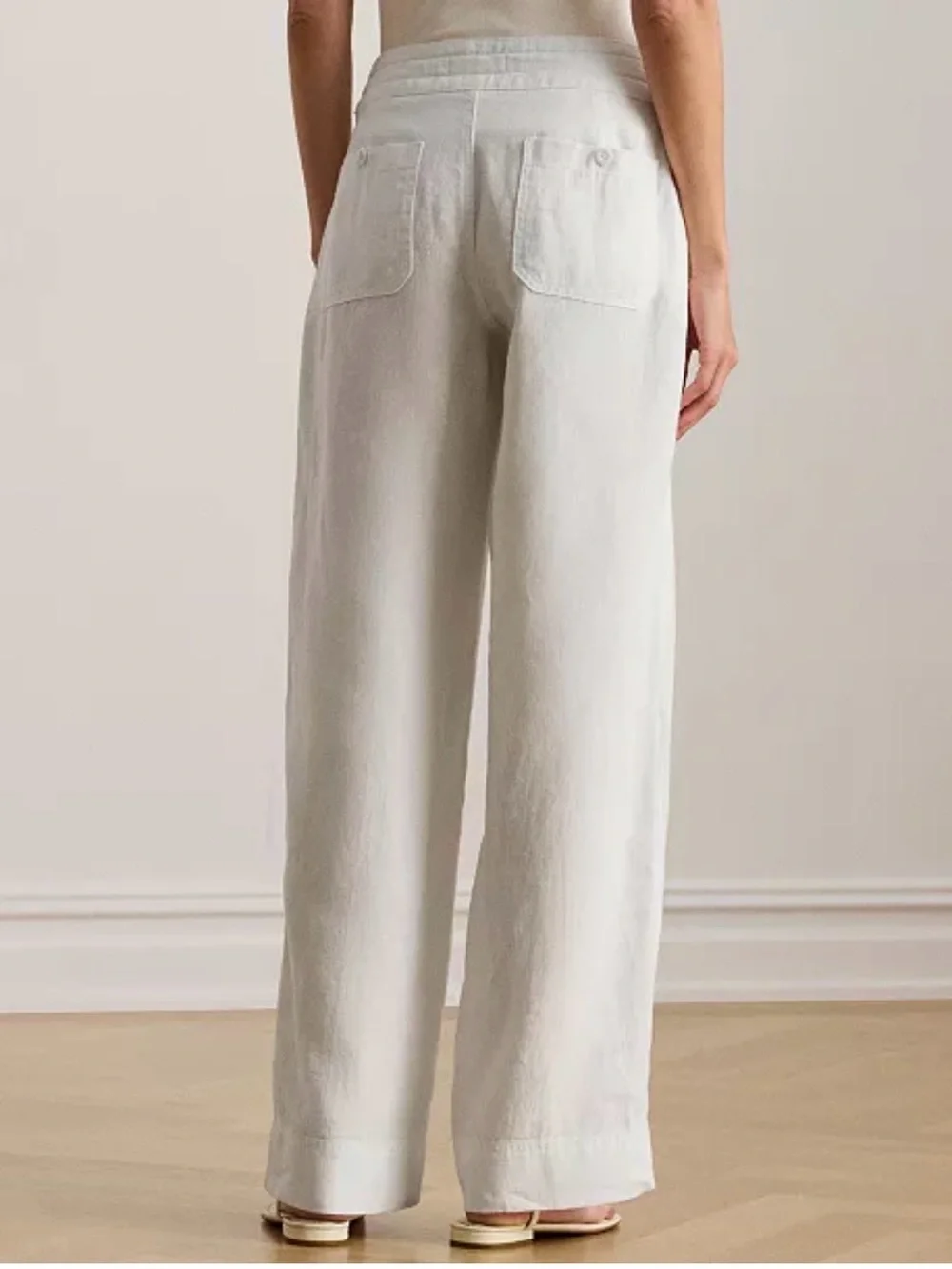 Ralph Lauren White 100% Linen Pants with Elastic Drawstring Waist - Picture 6 of 11